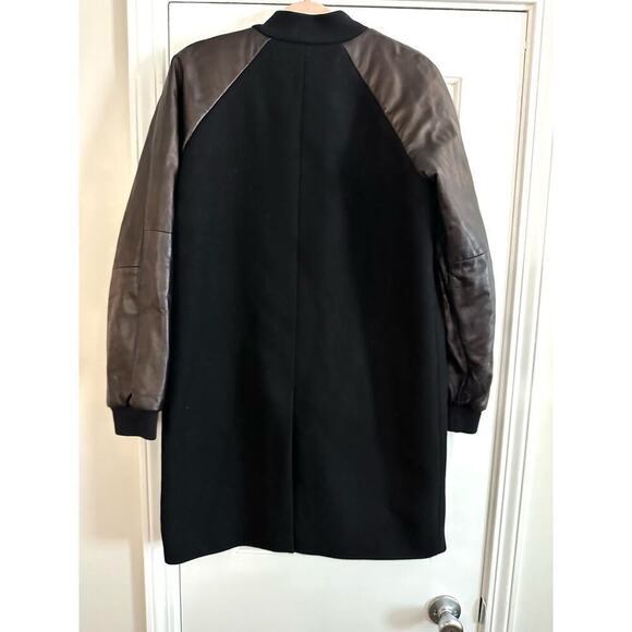 MADEWELL Leather Sleeve Wool Varsity Bomber Mid-length Jacket Coat Women’s Sz 10 - Picture 6 of 6